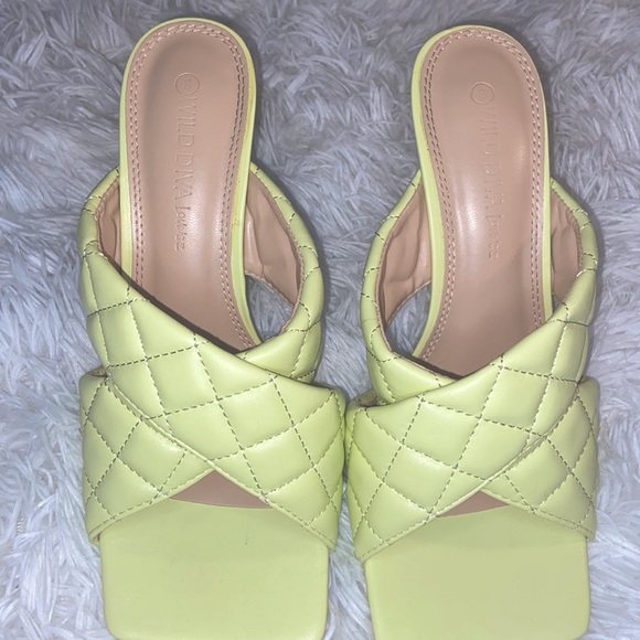 Wild Diva Shoes - Double Cross Mint Green Mules